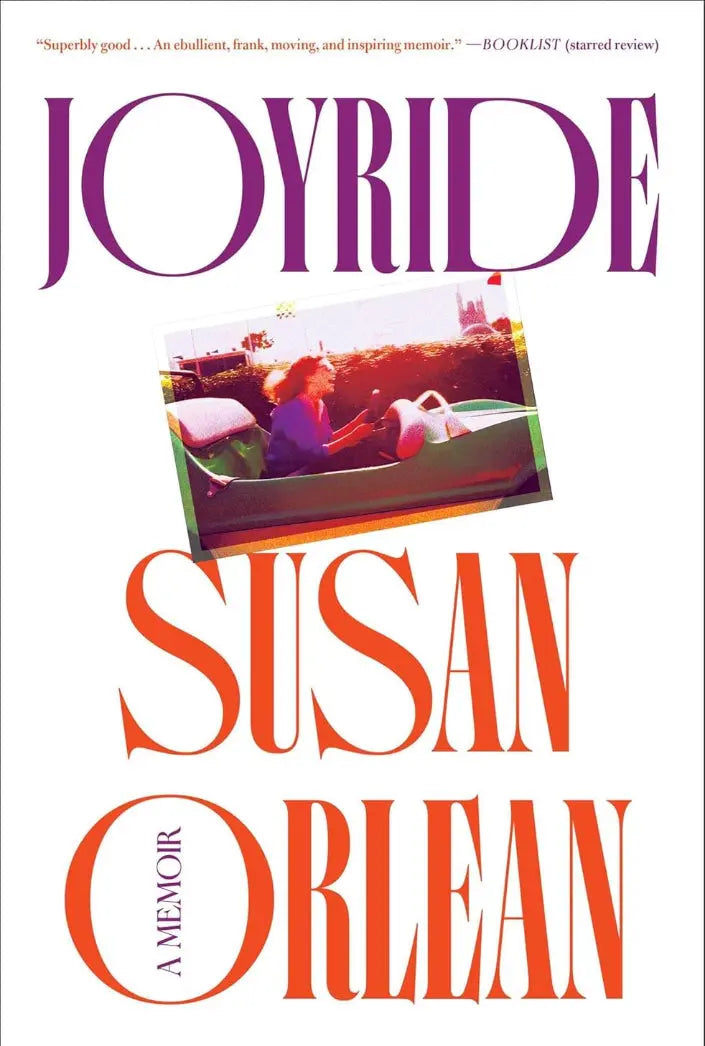 Book cover of 'Joyride' by Susan Orlean with a photo of two people on a boat.